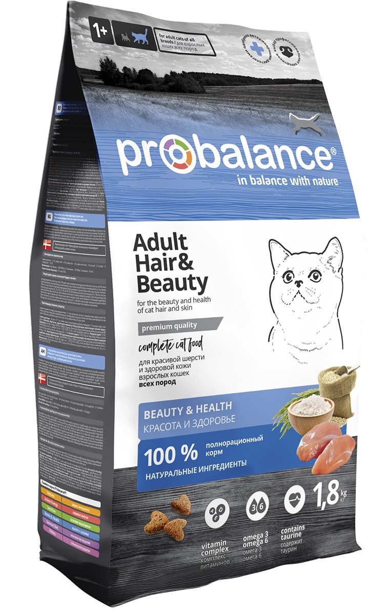 ProBalance Adult Hair and Beauty Сухой корм для кошек, для красоты и здоровья шерсти и кожи 1,8кг