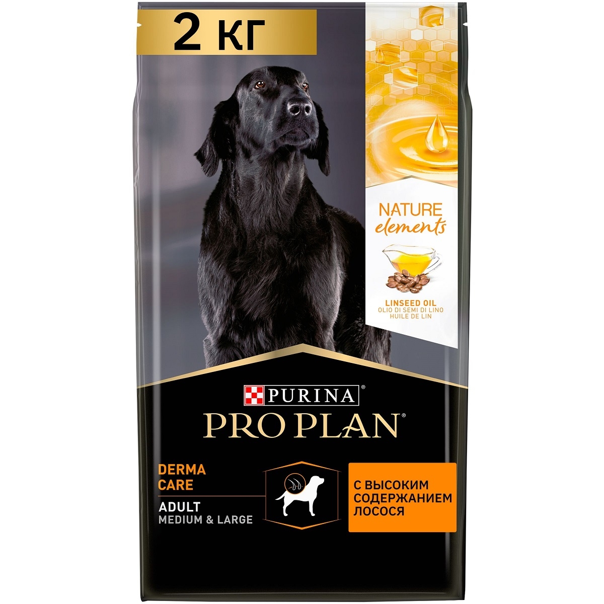 Purina Pro Plan Nature Elements Корм для взрослых собак средних и крупных пород, с высоким содержанием лосося 2кг