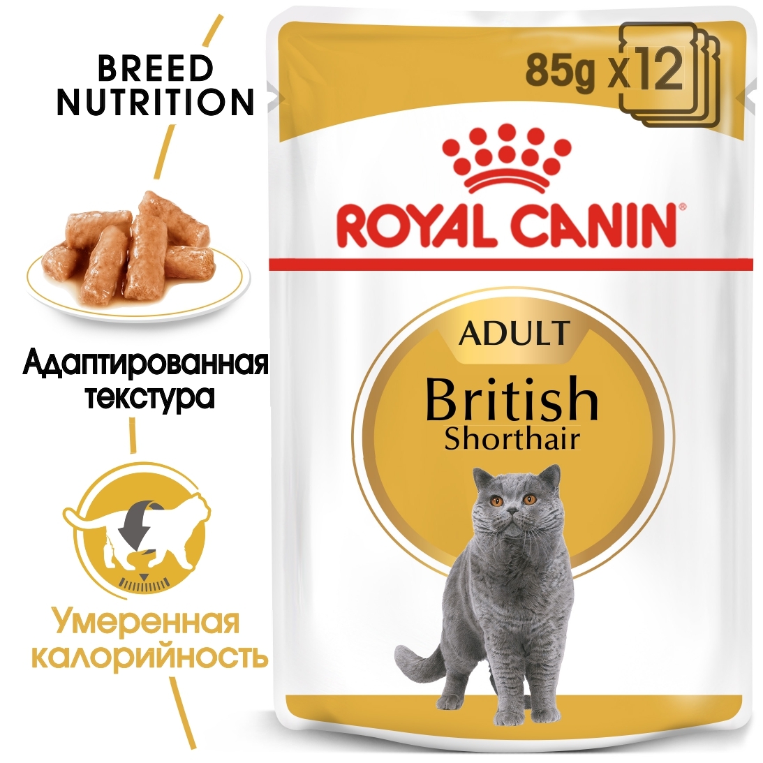 ROYAL CANIN Adult British Shorthair Влажный корм для британских короткошерстных кошек (в соусе) 28шт*85гр
