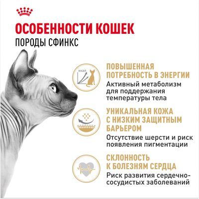 ROYAL CANIN Sphynx Сухой корм для кошек породы сфинкс старше 12 месяцев 2кг