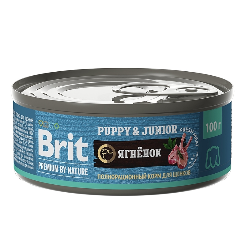Brit Premium by Nature консервы с ягненком для щенков всех пород 100г