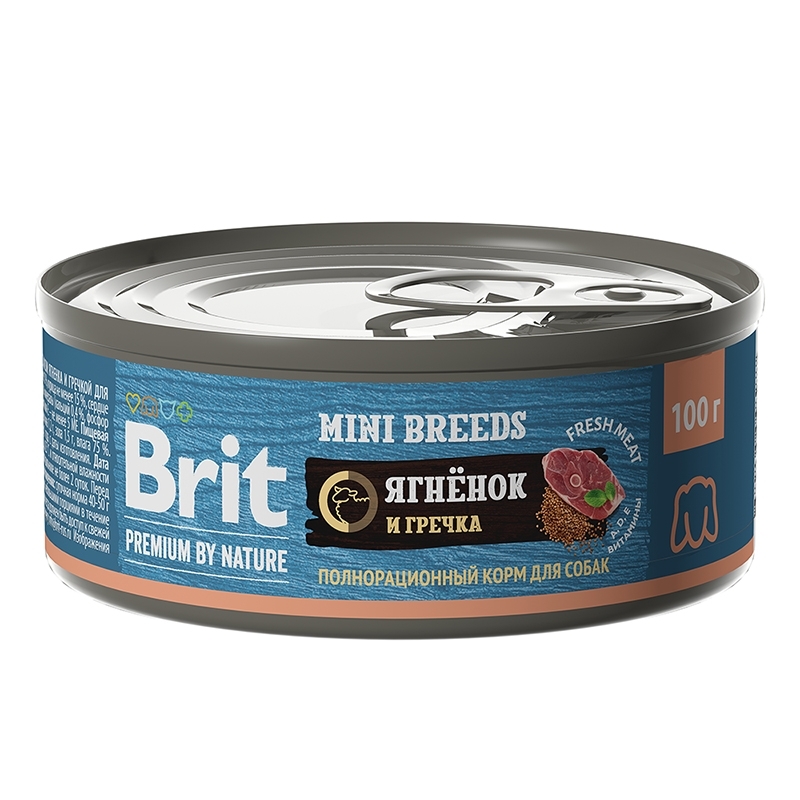 Brit Premium by Nature консервы с ягненком и гречкой для взрослых собак мелких пород 100г