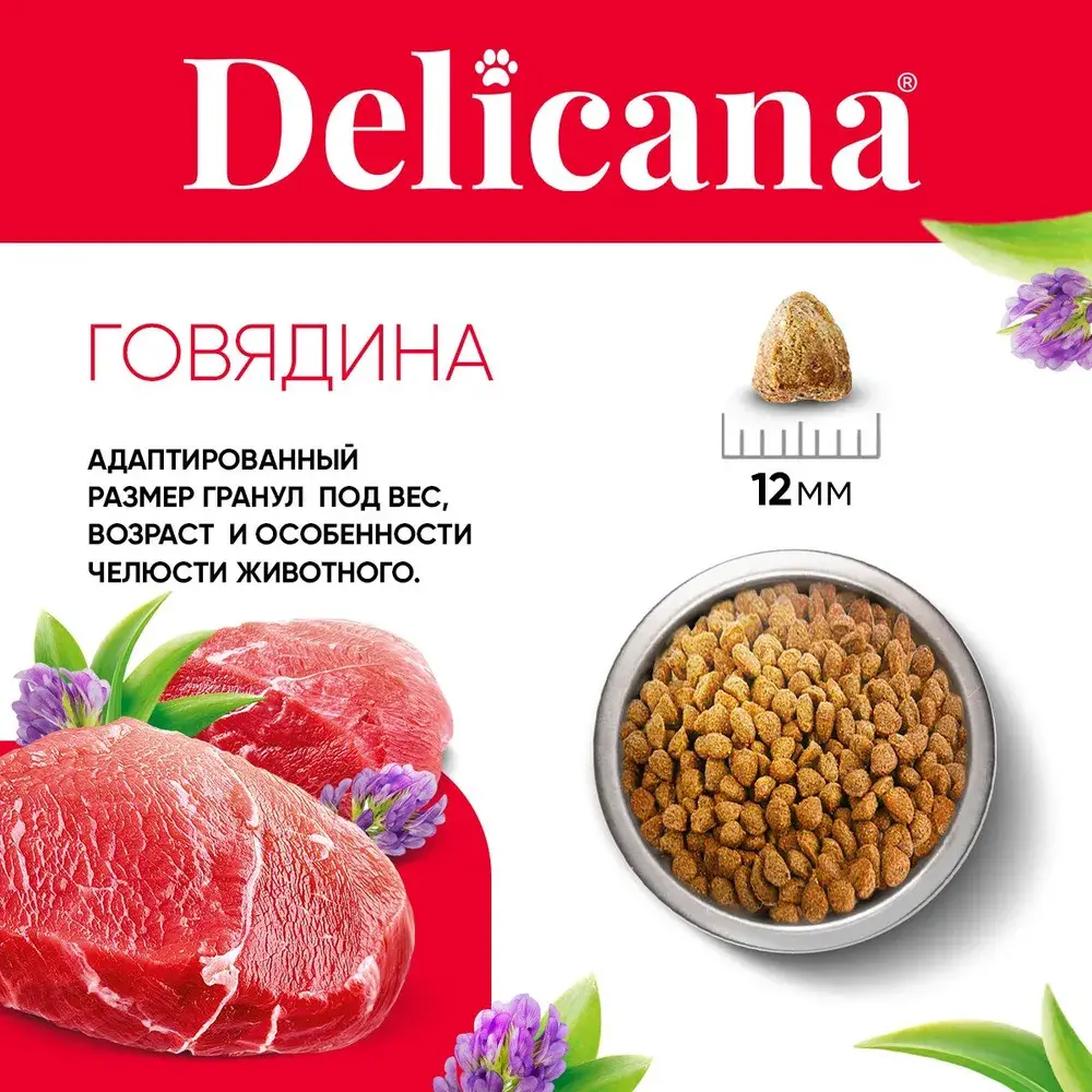 DELICANA Сухой корм для щенков средних пород Говядина 12кг
