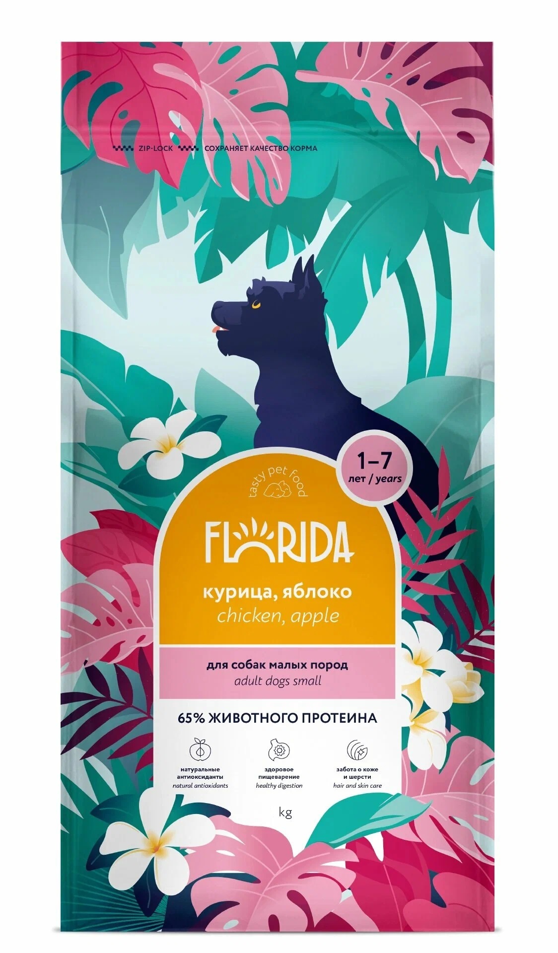 FLORIDA Сухой корм для взрослых собак малых пород с курицей и яблоком, Mini Adult Chicken 14кг