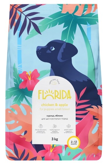 FLORIDA Сухой корм для щенков малых пород с курицей и яблоком, Small Puppy Chicken 3кг
