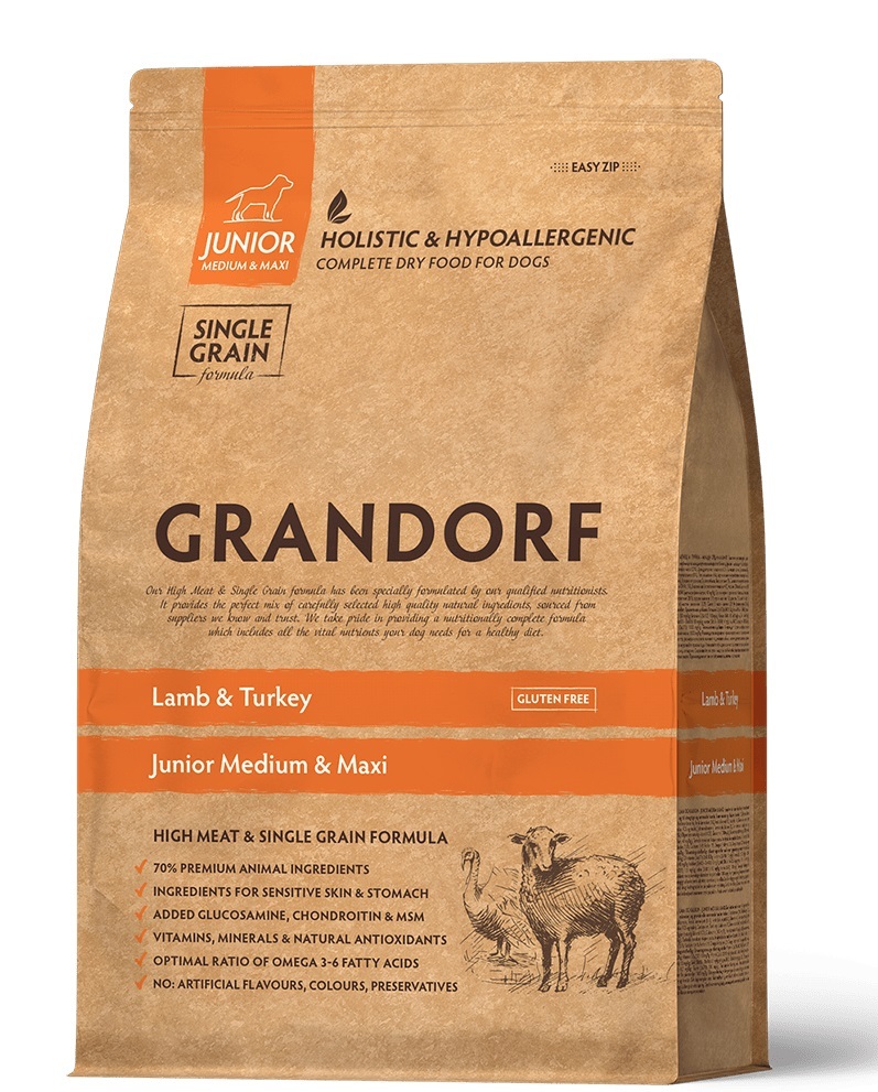 GRANDORF DOG Lamb&Turkey JUNIOR All Breeds Для щенков всех пород старше 4 месяцев, с ягненком и индейкой 10кг