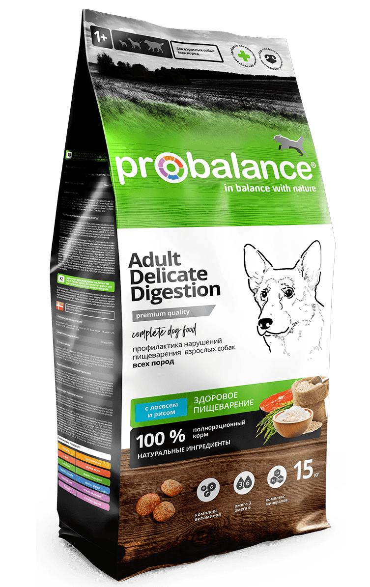ProBalance Adult Delicate Degistion Сухой корм для взрослых собак, с лососем и рисом 15кг