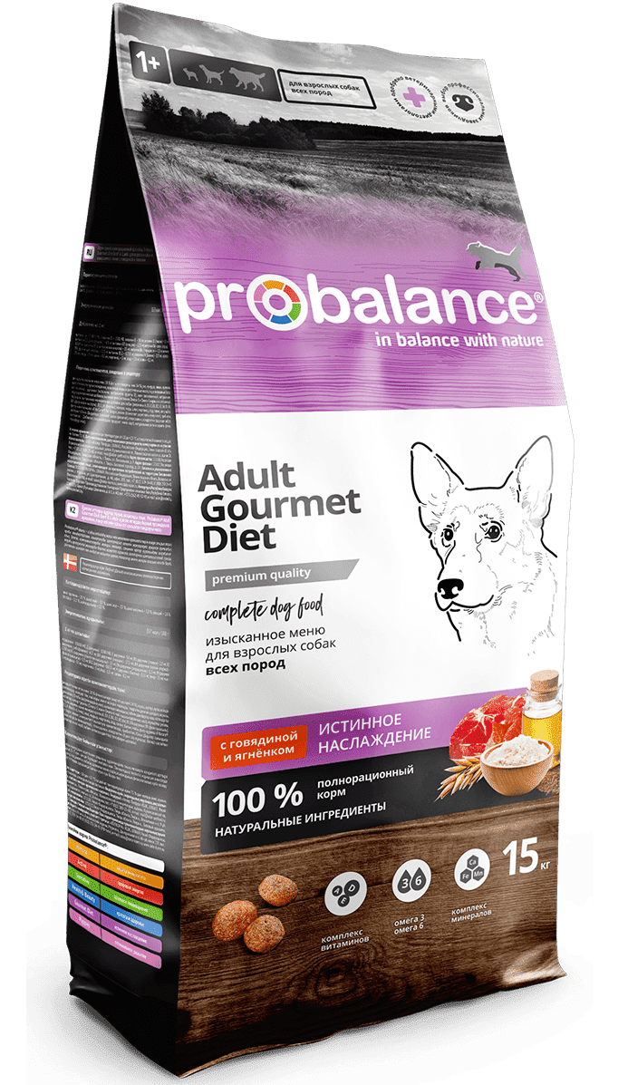 ProBalance Adult Diet Сухой корм для взрослых собак всех пород, говядина и ягненок, 15 кг
