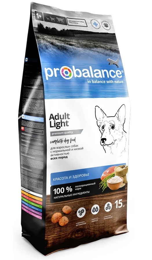 ProBalance Adult Light Cухой корм для собак с нормальной и низкой активностью, с курицей 15кг