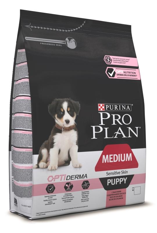 Pro Plan Puppy Medium Для щенков средних пород  с чувствительной кожей 12кг (лосось,рис)
