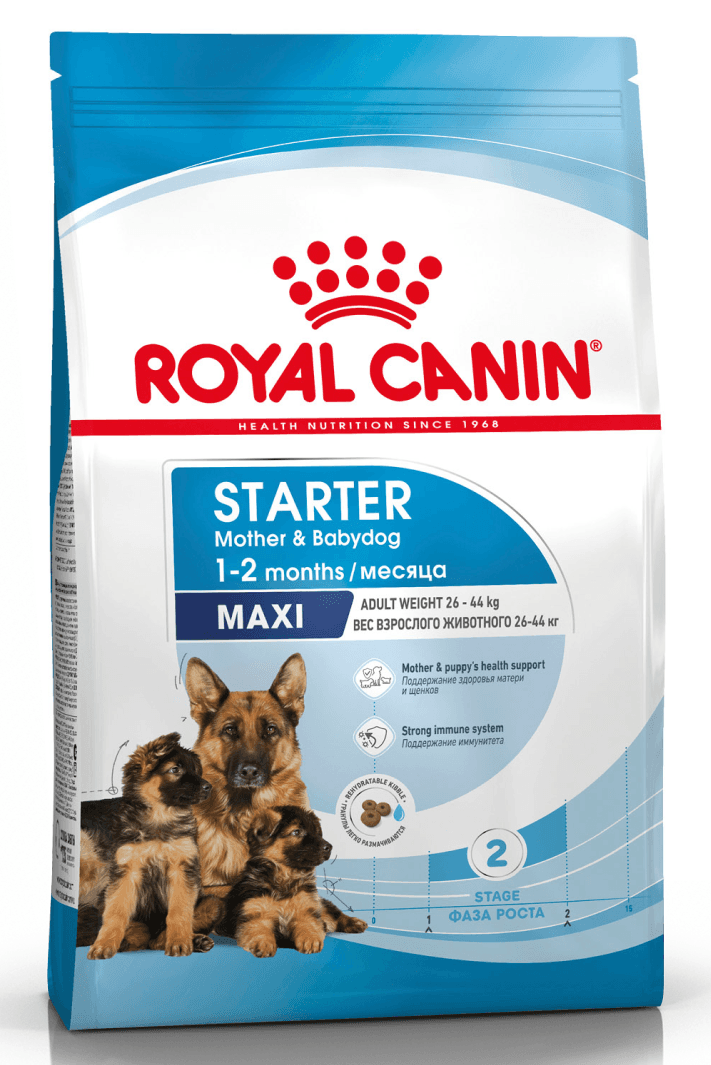 ROYAL CANIN MAXI Starter Mother&Babydog Сухой корм для щенков крупных пород до 2 мес,  беременных и кормящих собак крупных пород 15кг