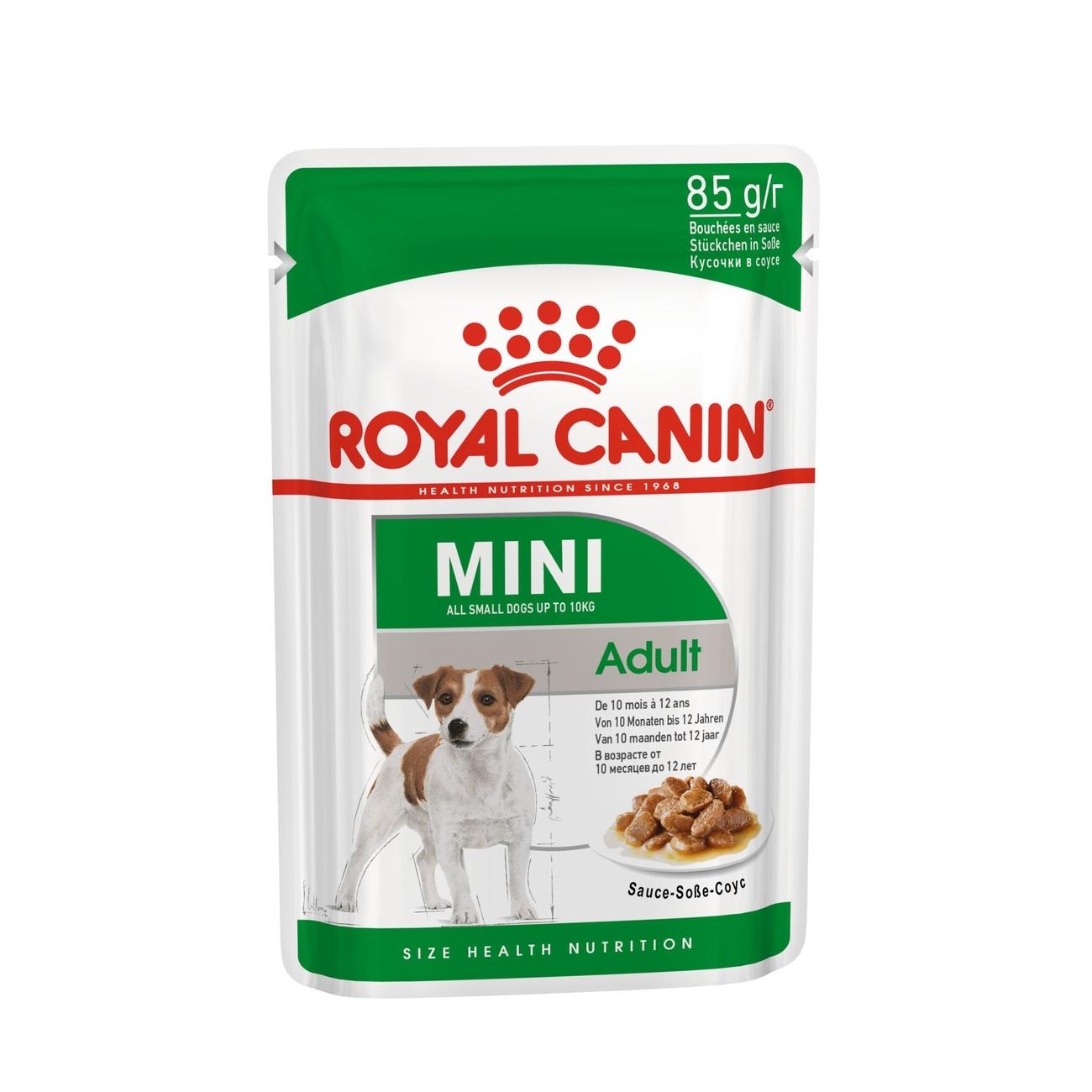 ROYAL CANIN Mini Adult Кусочки в соусе для собак мелких пород 28*85г (пауч)