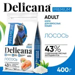 DELICANA Сухой корм для взрослых кошек Лосось 400г