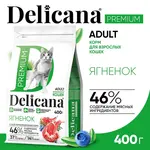 DELICANA Сухой корм для взрослых кошек Ягненок 400г