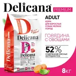 DELICANA Сухой корм для взрослых собак мелких пород Говядина с овощами 8кг