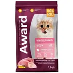 Сухой корм AWARD Kitten Healthy growth для котят от 1 месяца, беременных и кормящих кошек с индейкой и курицей 1,5кг