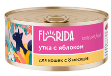 FLORIDA Консервы для взрослых кошек всех пород "Утка с яблоком" 100г
